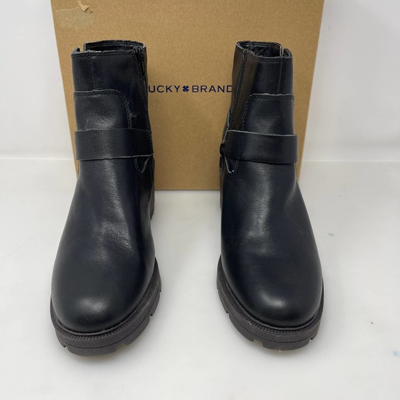 Lucky Brand Soxton Lug Sole Peace Sign Buckle Engineer Booties in Black‎ Size 10 - Picture 3 of 7